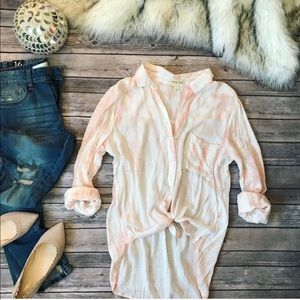 💗Cloth & Stone tail button down coral sunset💗